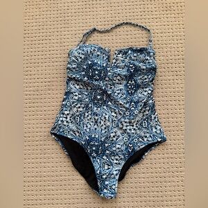 Jessica Simpson Blue Geometric Kids Swimsuit